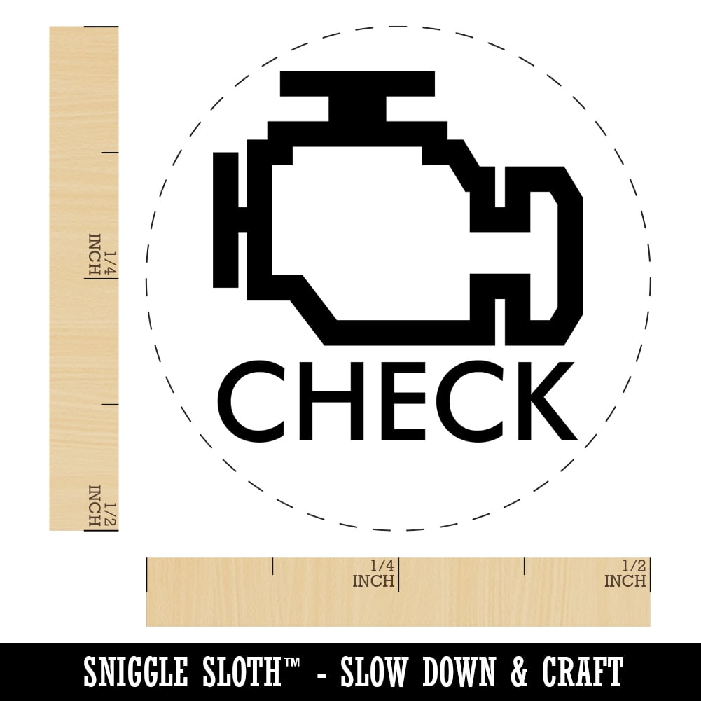 Car Check Engine Light Self-Inking Rubber Stamp Ink Stamper - Brown Ink - Mini 1/2 Inch