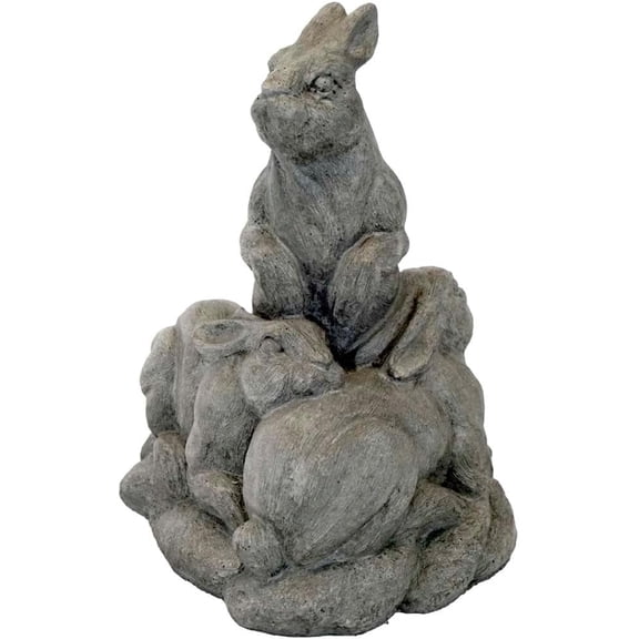 Solid Rock Stoneworks Concrete 3 Bunnies Statue, Pre-Aged Color