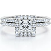 1.5 Carat Princess cut Moissanite Solitaire Engagement Ring in 10k White Gold