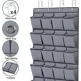 thumbnail image 4 of Zapatero colgante para puerta con 24 bolsillos, organizador de zapatos plegable con ganchos, color gris lino., 4 of 5