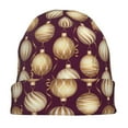 thumbnail image 7 of Easygdp Golden Christmas Balls Knit Beanie, Soft Beanie Hat, Daily Beanie in Fine Knit for Women Men Winter, 7 of 7