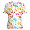 thumbnail image 5 of Flamingo Pattern T Shirts Basic T-Shirt Short Sleeve Ladies Tee Shirt Summer Graphic Clothing, 5 of 6