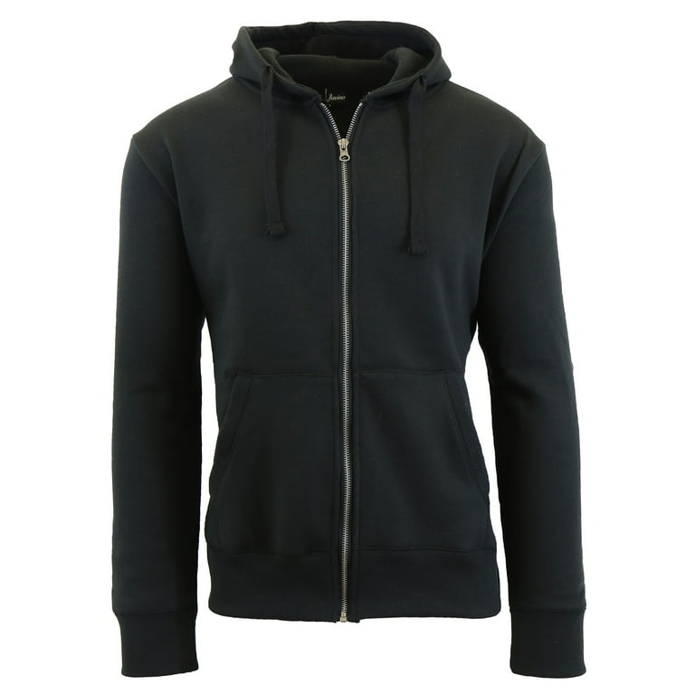 Mens Fleece Hoodie With Thermal Lined Hood Slim Fit Zip Up Sweater