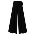 thumbnail image 4 of LLYwey s Womens Fall Pants Ladies Lace up Loose Casual Plus Size Ladies High Waisted Wide Leg Pants New Full Length Pants Trousers Regular Fitted Black S, 4 of 6