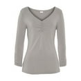 thumbnail image 4 of LASCANA Women's Ruched 3/4 Sleeve Top Ruching, 4 of 6