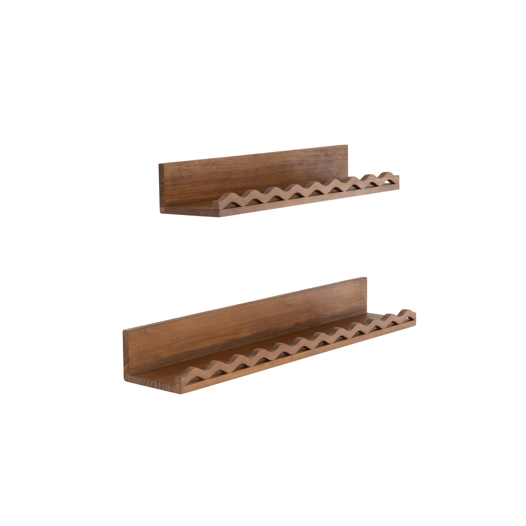 DecMode 31", 24"W Handmade Wavy 1-Tier Brown Wall Shelf (2 Count)