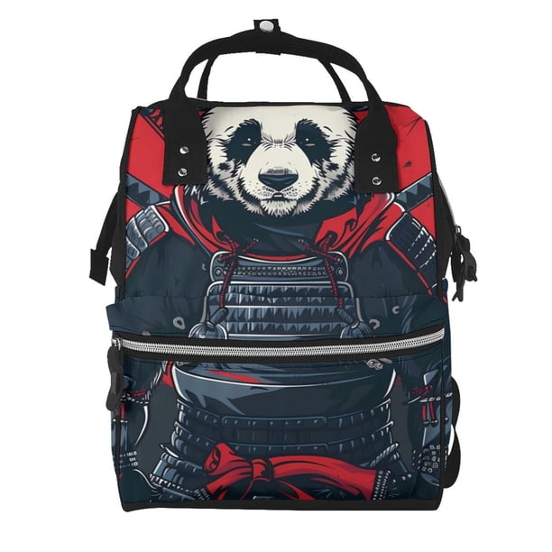 Easygdp Red Black Eastern Panda Warrior para Bolsa de Bebé de Gran Capacidad con Múltiples Bolsillos, Bolsa de Pañales para Padres, Bolsa de Viaje Organizada y Elegante