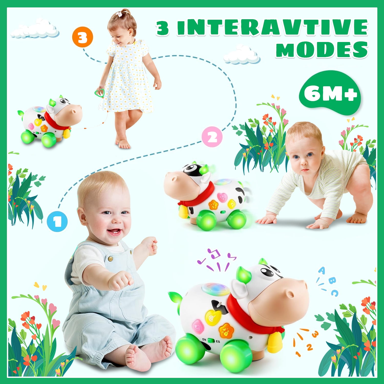 Baby Toys 6-12 Months, Baby Crawling Walking Learning Toy for 1 Year Old, Musical Light up Toy for Toddlers 1 2 3 Years Old Boys Girls