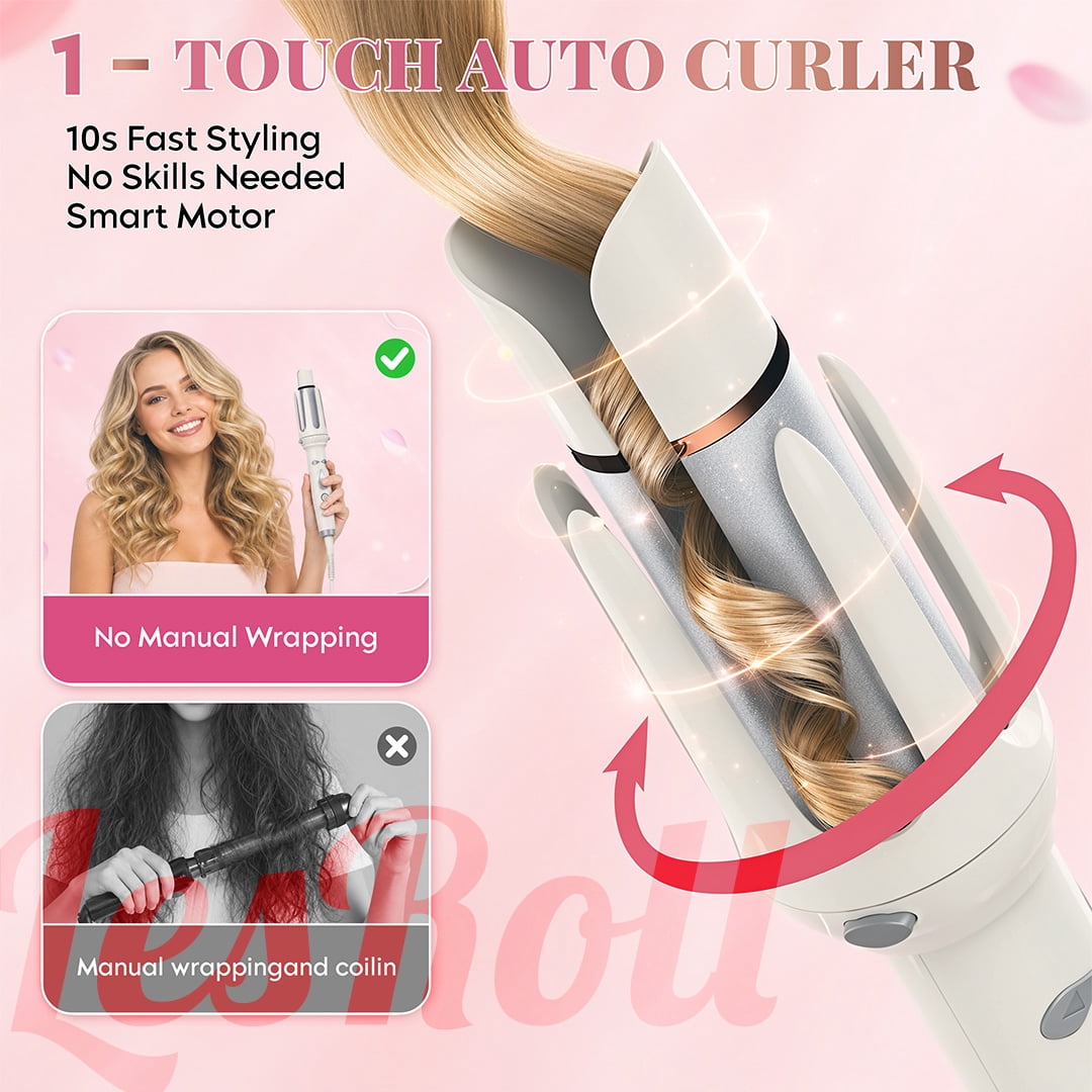 5-in-1 Hair Styling Tool with 1.25" Hair Crimper and Waver, 1" & 1.25" Automatic Curlers, Straightener Brush & Volumizing Crimper – Travel-Friendly Hair Tool