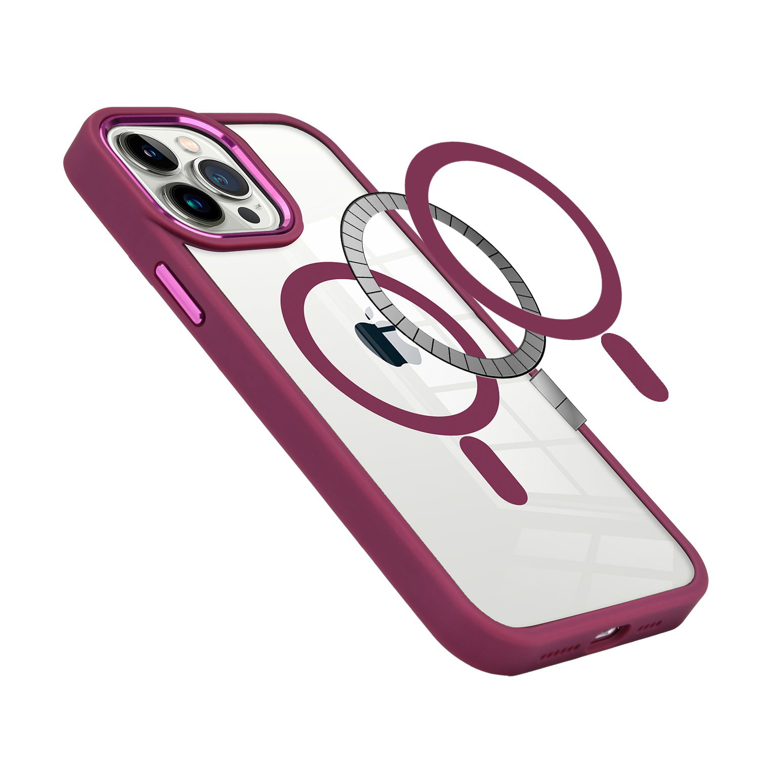 Purple Coque iPhone 13 PRO MAX de Luxe Aluminium/Magnétique/Magsafe/LENS  Protector
