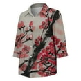 thumbnail image 6 of Alitao Button Down Shirt Long Sleeve Shirts Linen Lapel Art Floral Round Neck Button Loose Pullover Top Casual Shirt T Shirt Blouses for Women Dressy Casual Shirts for Women Red XL, 6 of 6