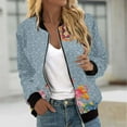 thumbnail image 2 of LIJCC Women'S Zippered Casual Jacket Coat for Womens Suitable Daily Jackets Lightweight Zip Up Jacket Floral Print Coat Stand Collar Short Sports Outwear, 2 of 5