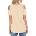 thumbnail image 6 of Dpjklzsn Women's Cutout Shoulder T-Shirt, Short Sleeve Crew Neck Cinched Waist Top, 6 of 8