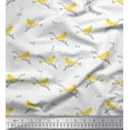 thumbnail image 1 of Soimoi Japan Crepe Satin Fabric Leaves,Branches & Canary Bird Decor Fabric Printed Yard 42 Inch Wide, 1 of 1