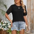 thumbnail image 6 of Uaswgudfs Women's Summer Blouse & T-Shirts: Casual Short Sleeve Shirts with Curved Hem, Round Neck Solid Top, 6 of 7