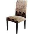 thumbnail image 5 of Chair Covers for Dining Room Set of 6,Abstract Brown Cubic Spandex Stretch Dining Room Chair Cover,Removable Washable Kitchen Parsons Chair Covers Seat Slipcovers, 5 of 7
