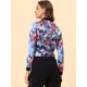 thumbnail image 5 of Dde San Patricio ChaqueDe Bombardero Floral LigeCon CremalleY Cuello Alto PaMujer Azul S, 5 of 6