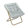 thumbnail image 2 of Emma + Oliver Oversized Faux Fur Folding Saucer Chair for Dorm, Bedroom, Gray Faux Fur/Soft Gold Frame, 2 of 13