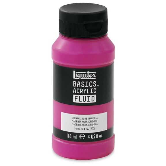 Liquitex BASICS Acrylic Fluid, 118 mL Bottle, Quinacridone Magenta