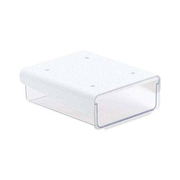 2 cajas de almacenamiento para debajo del escritorio, extraíbles y adhesivas, de gran capacidad, para papelería. blanco