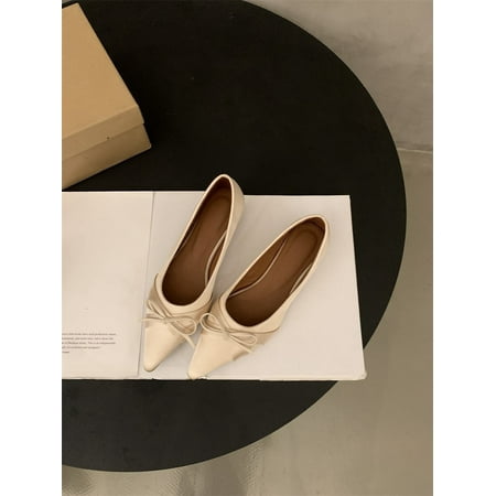 

HHH Height Increasing Insole Pointed Satin French Style Small Single-Layer Shoes Women s Shoes 2024 New Spring and Autumn Bow Black Commuter Pumps