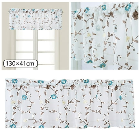 

Christmas Decorations Floral Curtains Kitchen Coffee Bedroom Rod Lace Short 51 X 16 Inch 1 Panels