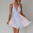 thumbnail image 2 of Kcodviy Robe Portefeuille Décontractée à Paillettes Scintillantes pour Femmes avec Manches, Robe de Boîte de Nuit, Robe à une Épaule Que Vous Porterez pour un Mariage, Robe Plissée de Cocktail, Robe Moulante à Bretelles à Paillettes, 2 of 8