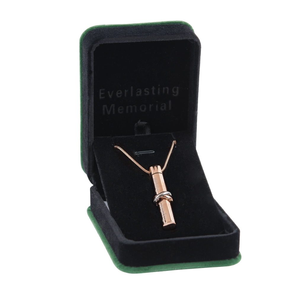 Anavia Rose Gold Together Forever Ring Cylinder Ashes Container Cremation Jewelry for Ashes Memorial Necklace