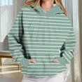thumbnail image 5 of Fmbrln Womens Trendy Stripe Print Hooded Sweatshirts Casual Long Sleeve Front Pleated Hoodies Loose Comfy Pullover Tops with Pockets Fall Winter Trendy Clothes Green XL, 5 of 5