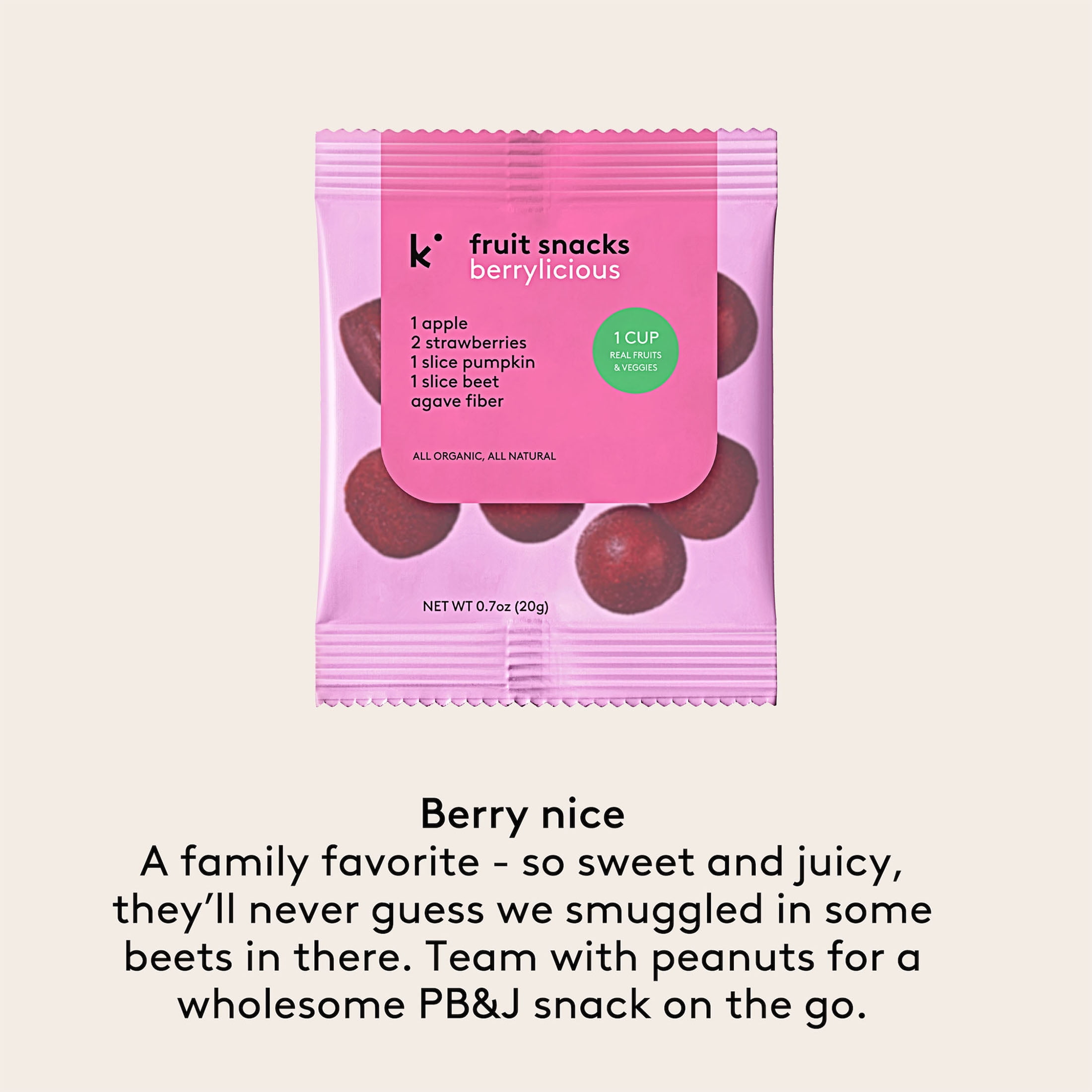 (4 pack) Kencko Berrylicious Organic Fruit Snacks, 3.5oz, 5 Pack