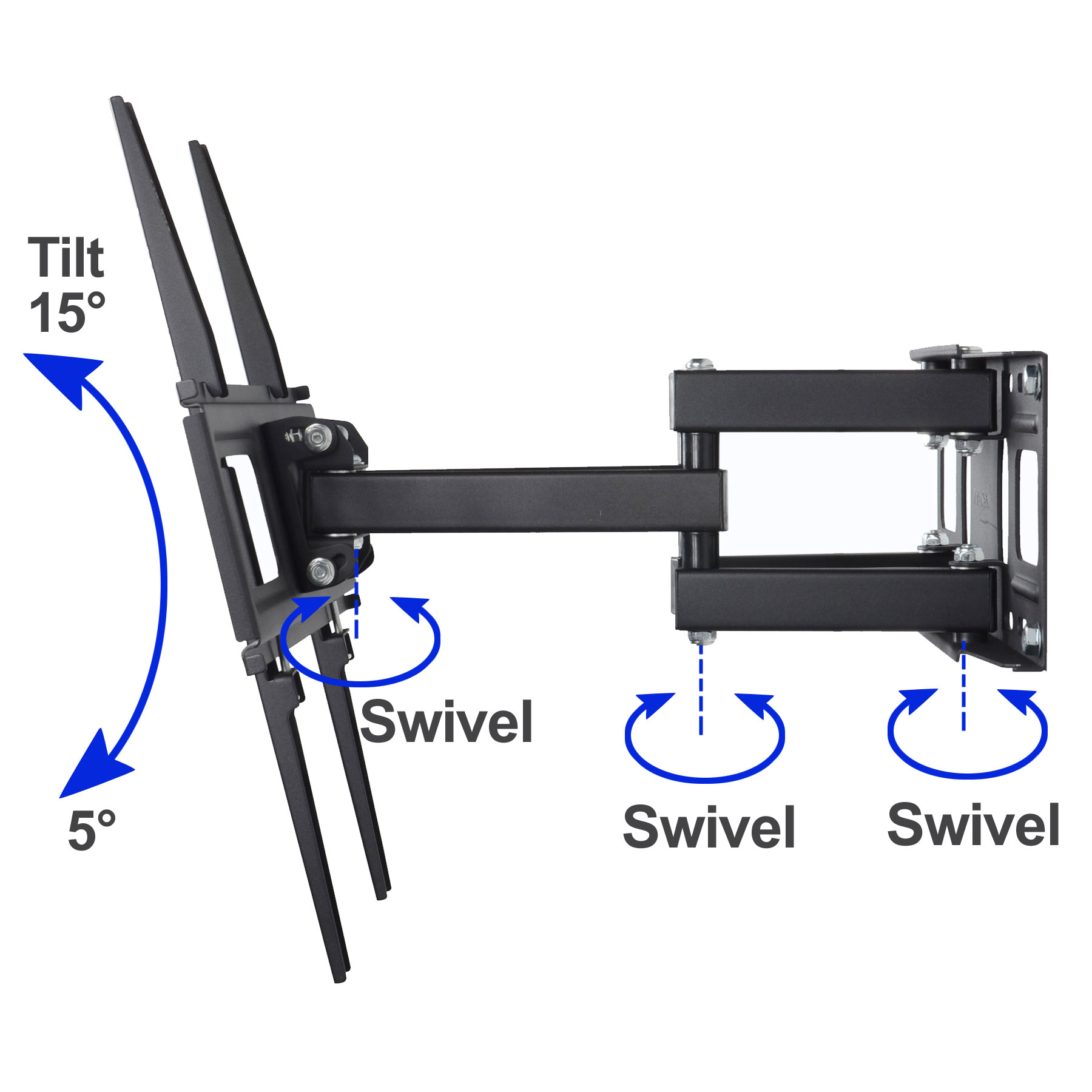 VideoSecu Articulating TV Wall Mount Tilt Swivel Dual Arms Bracket for Most 27 32 39 42 43 46 47 48 50 55 inch LED LCD Plasma HDTV Flat Panel Screen Display, with Full Motion Extend VESA 400x400mm bxk - image 4 of 6