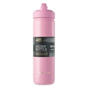 Thyme & Table 26 fl oz Water Bottle with Straw Lid, Pink with Heart Gold Charm