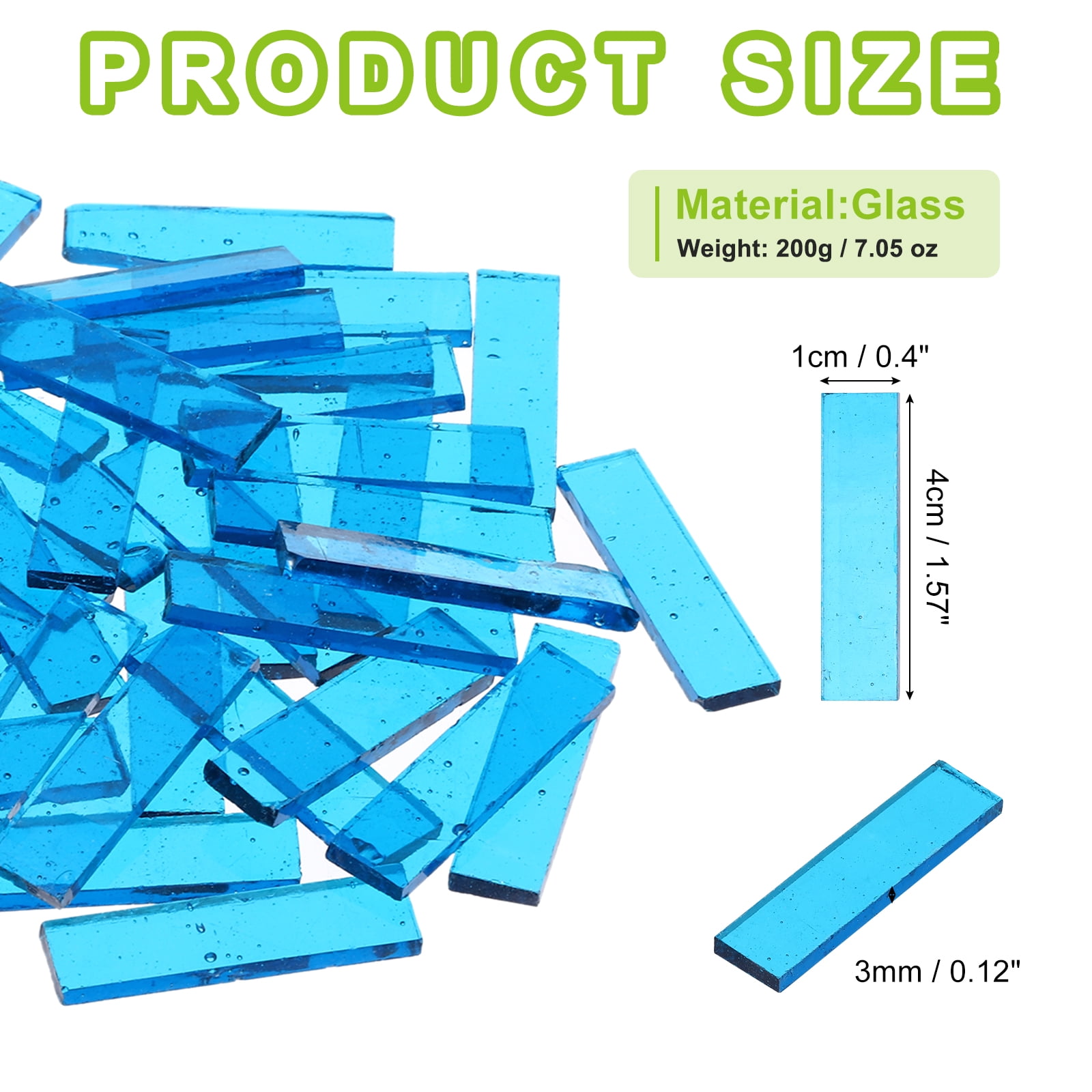 Stained Glass Strip, Transparent Blue Mosaic Tiles 200g/7.05 oz