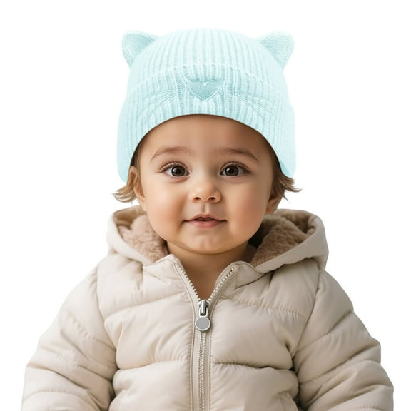 MEZZALL Cute Embroidered Cat Knit Hat Kids Winter Warm With Ear Soft Yarn Cap For Cold Weather Solid Color Stylish Child Hats