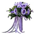 thumbnail image 2 of Wedding Bouquets, Artificial Flower Bouquet Bridesmaid Holding Handmade Silk Flower Bridal Bouquet for Anniversary DIY Bridal Shower Supplies Violets, 2 of 10