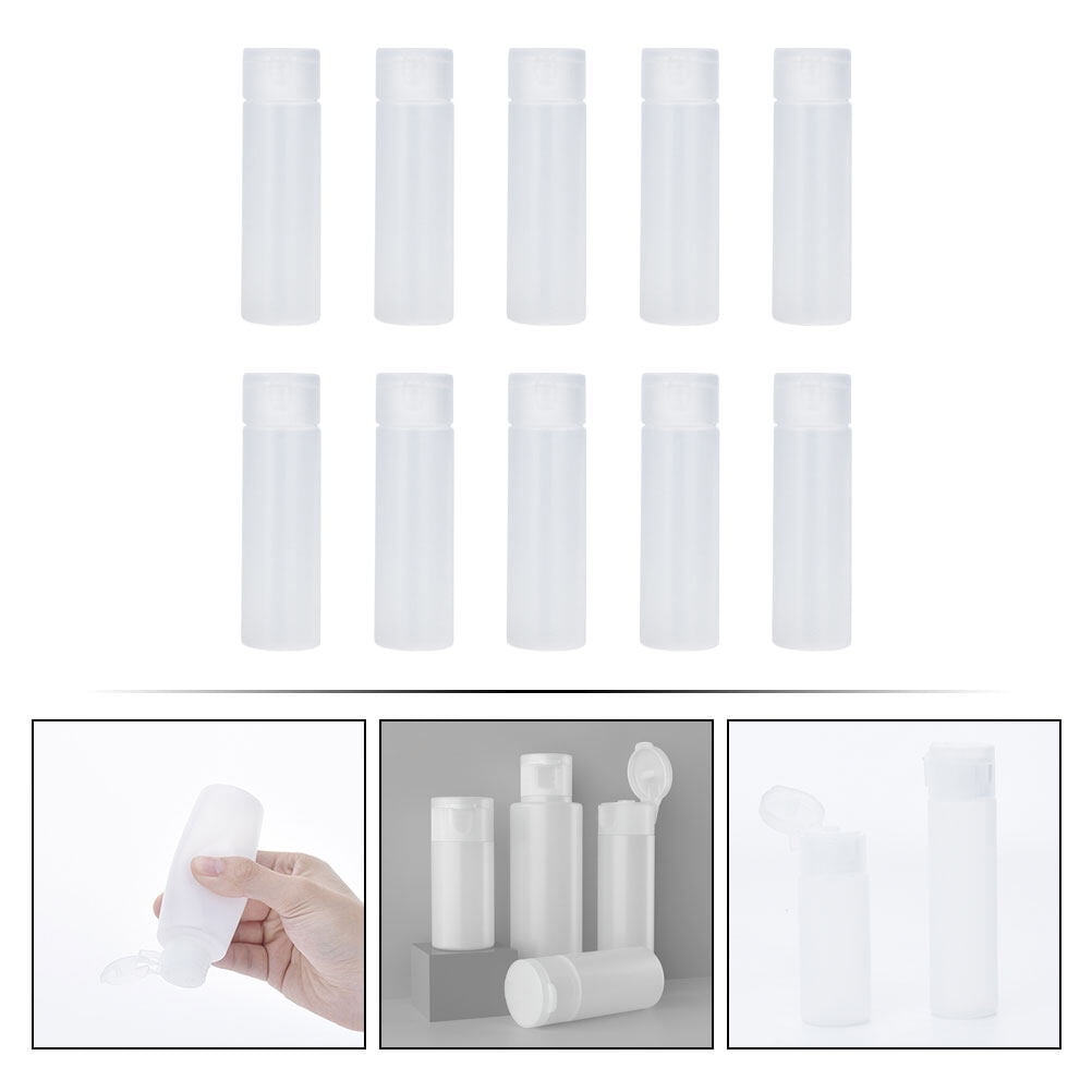 Set of 3 Flip Top Squeeze Bottle Shampoo Bottles Travel Toiletries White