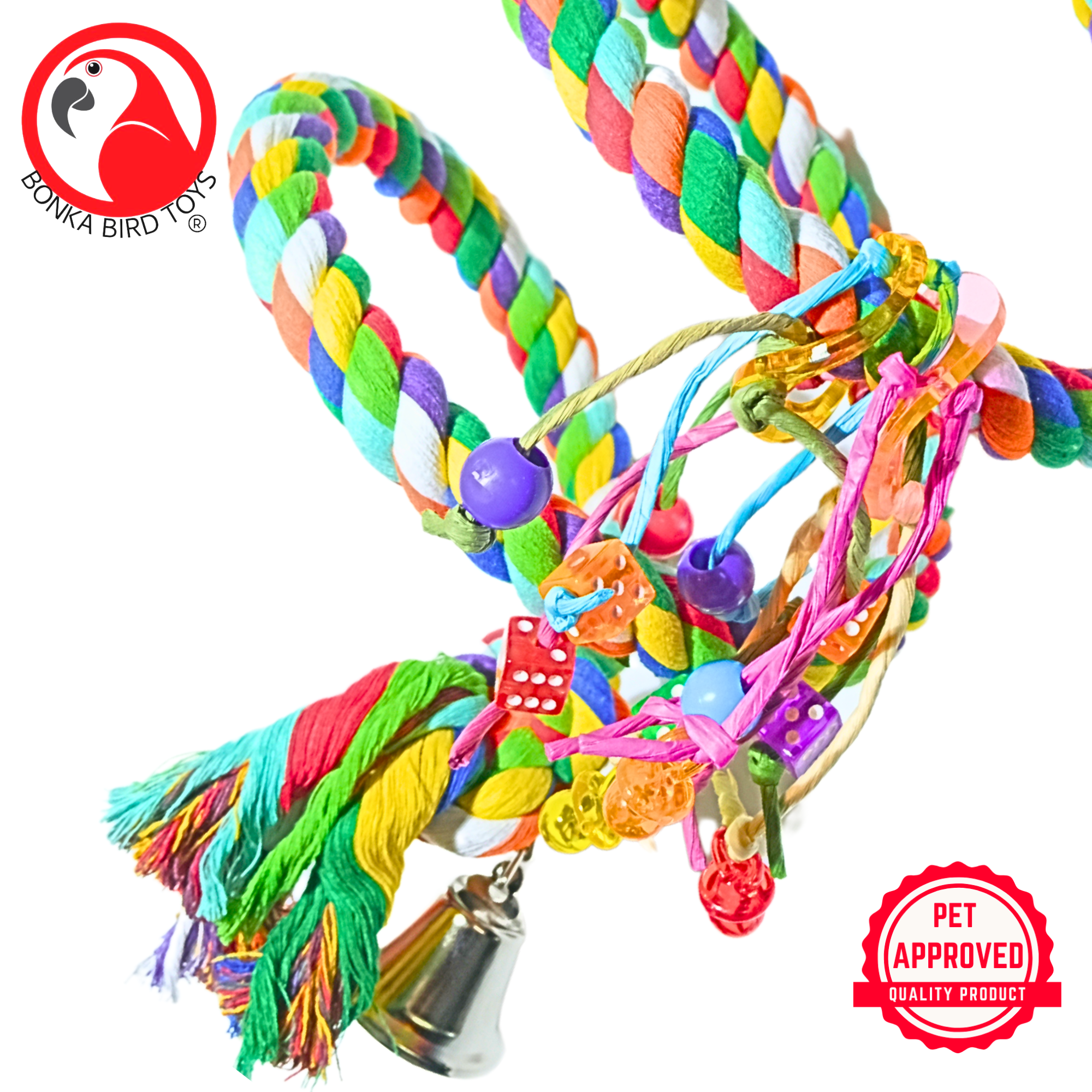 Bonka Bird Toys 1962 Huge Rope Boing Coil Charm Swing Swivel Parrot Cage Toy Pet