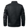 thumbnail image 4 of Xdegoge Mens Faux Leather Racer Jacket Stand Collar Motorcycle Biker Coat Quilted Paneled Zip Up Pu Outerwear Slim Fit Fall Winter Casual Vintage Windbreaker, 4 of 8