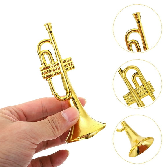 AURARMLET Trumpet Ornament Craftsmanship Golden Plastic for Home Art Enhancement 24Pcs
