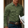 thumbnail image 3 of Mens Western Shirts Cowboy Button Up Shirts Long Sleeve Work Shirts for Men with 2 Pockets Black M, 3 of 4