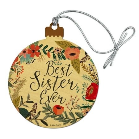 Best Sister Ever Floral Wood Christmas Tree Holiday