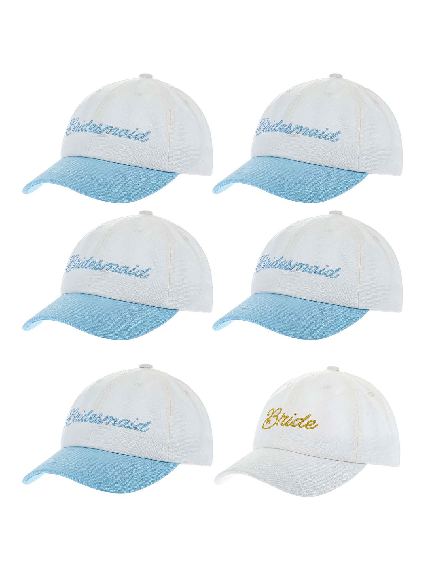 6 Pieces Baseball Hats, Adult, Bride and Bridesmaid Hat by Trimmings