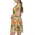 thumbnail image 2 of Balery Vintage Bird Pattern Womens Dresses Loose Short sleeve Sundresses Swimsuit Coverup 2025 Summer Casual Dress for Women - A-Line Swing Dress, 2 of 6