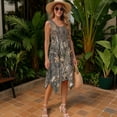 thumbnail image 3 of FUIALDOLG Women's Camouflage Dress Green Deer Hunting Camouflage Dresses for Women Round Neck Ruffle Hem Midi Dress Summer Sleeveless Sundress Lady Comfort Beach Coverups Skirt Party Dresses,S, 3 of 7