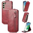 thumbnail image 1 of SaniMore for Samsung Galaxy S21 FE Magnetic Closure Top & Bottom Flip Wallet Case, Premium PU Leather Cover with Car Mount Card Slot & Adjustable Kickstand Full Body Protective Shell, Red, 1 of 9