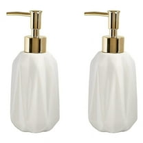 2X Ceramic Soap Dispenser 10 Oz Dispenser with Pump Refillable Liquid Dish Soap and Lotion for Bathroom(White)