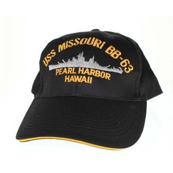 Embroidered USS Missouri Battle Ship cap hat, Black