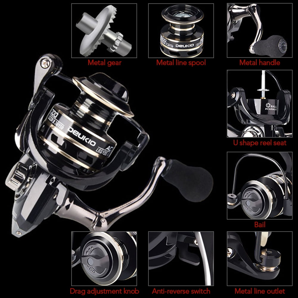 DEUKIO Freshwater Saltwater Fishing Reel - Spinning Reel All Metal 3BB  5.2:1 - Ultralight 