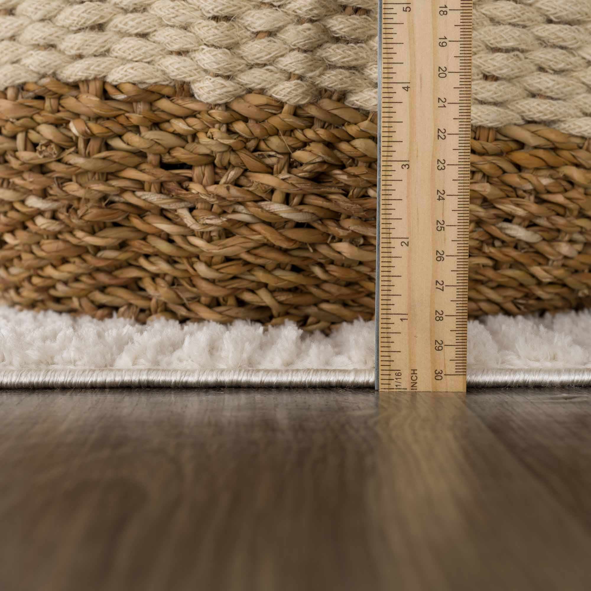 Hauteloom Leryn Living Room, Bedroom Area Rug - Checkered, Solid - High Pile - Rose Cream - 6'7" x 9'