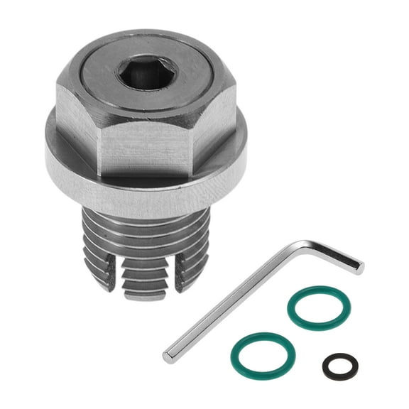 Unique Bargains M14.1x1.5 Oil Drain Plug Stainless Steel Oil Pan Drain Bolt Screw Thread Repair 1 x drain plug 1 x hex wrench 2 x green washers 1 x black washer